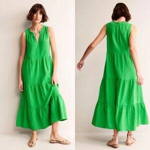 Boden Double Cloth Tiered Maxi Dress Green